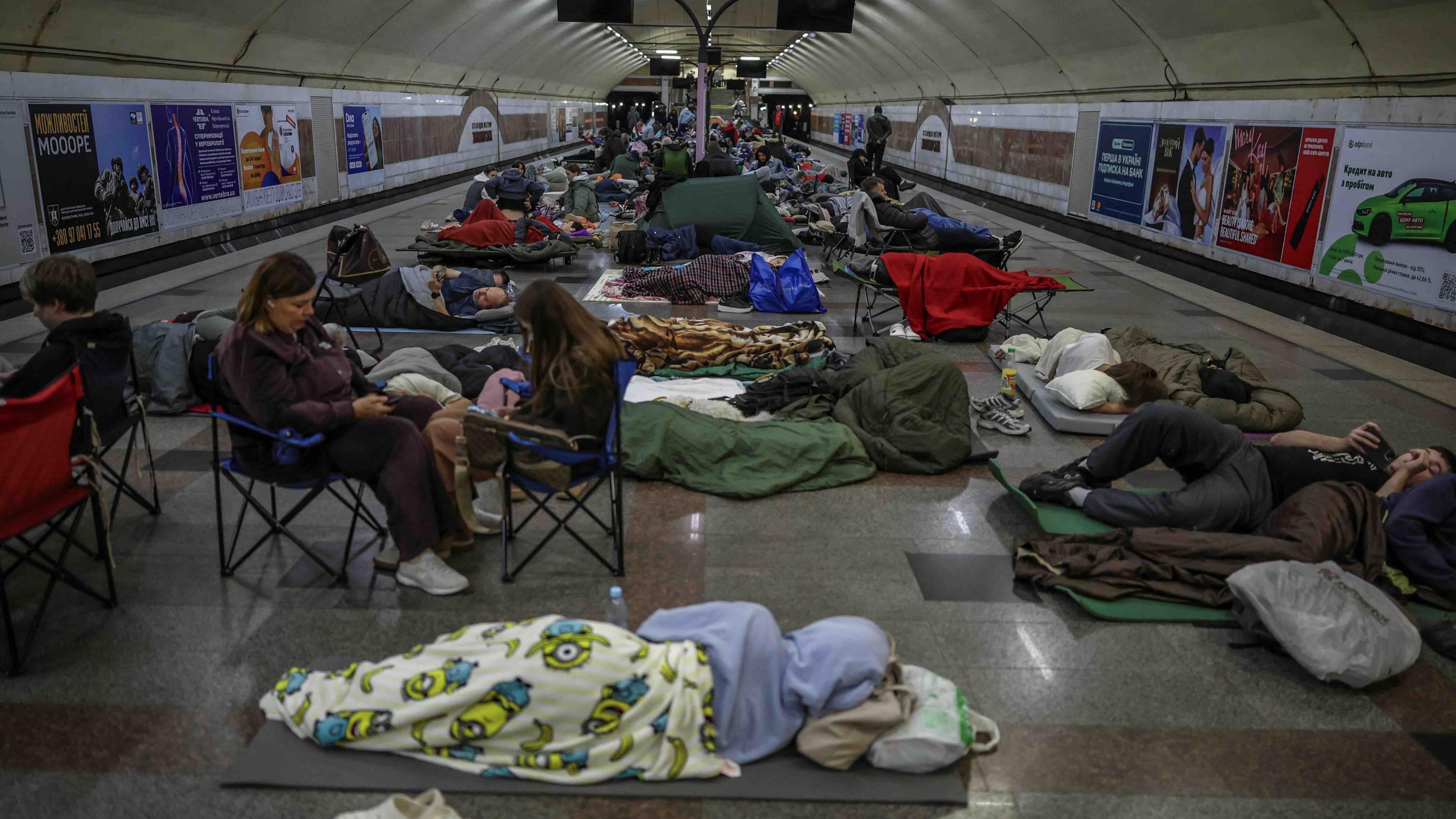 Russian Drone Strikes on Kyiv Kill at Least Two, Residents Take Shelter in Metro